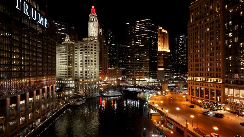 Chicago skyline at night